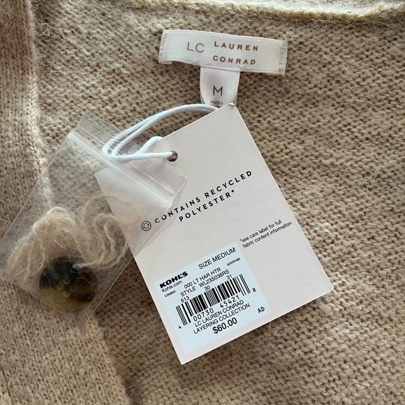 NWT LC Lauren Conrad Balloon Sleeve Floral Sleeve Chunky Knit Cardigan - Picture 10 of 11